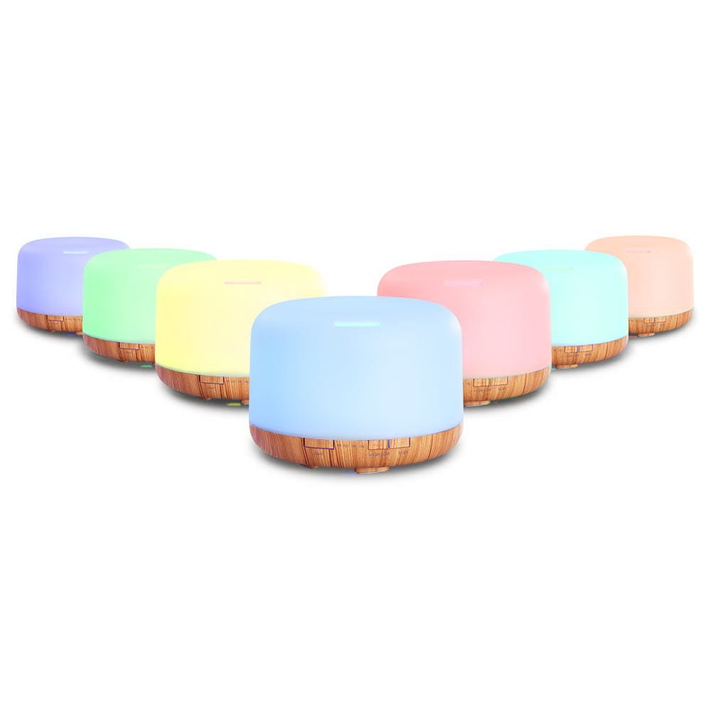 Light Wood Grain Devanti Aroma Diffuser 7 Colour LED Night Light - 500ml - Image 2