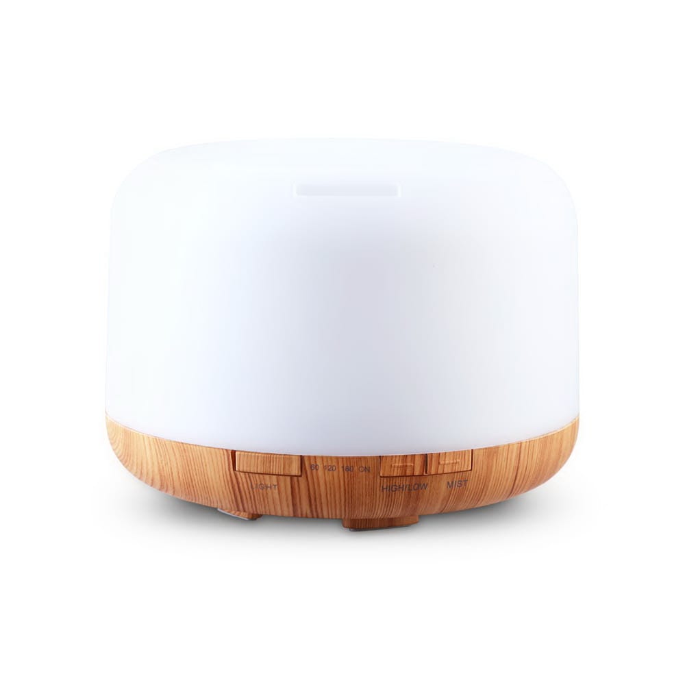 Light Wood Grain Devanti Aroma Diffuser 7 Colour LED Night Light - 500ml