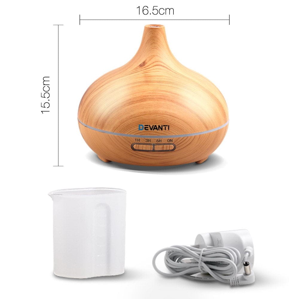 Teardrop Shape Light Wood Devanti Aroma Diffuser - 300ml - Image 7