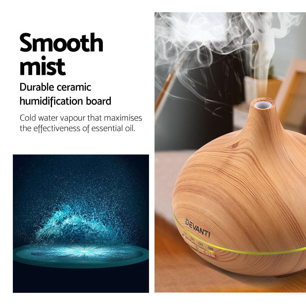 Teardrop Shape Light Wood Devanti Aroma Diffuser - 300ml - Image 3
