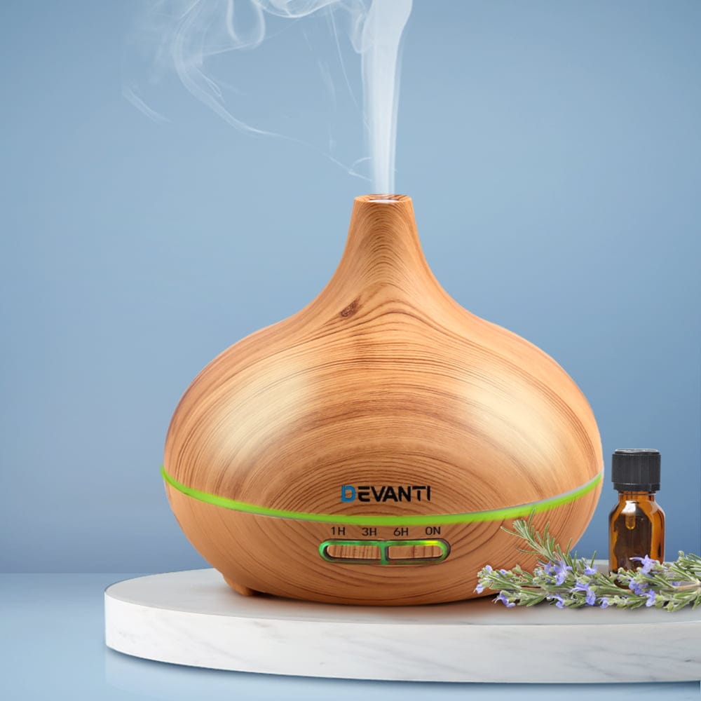 Teardrop Shape Light Wood Devanti Aroma Diffuser - 300ml - Saffrosol