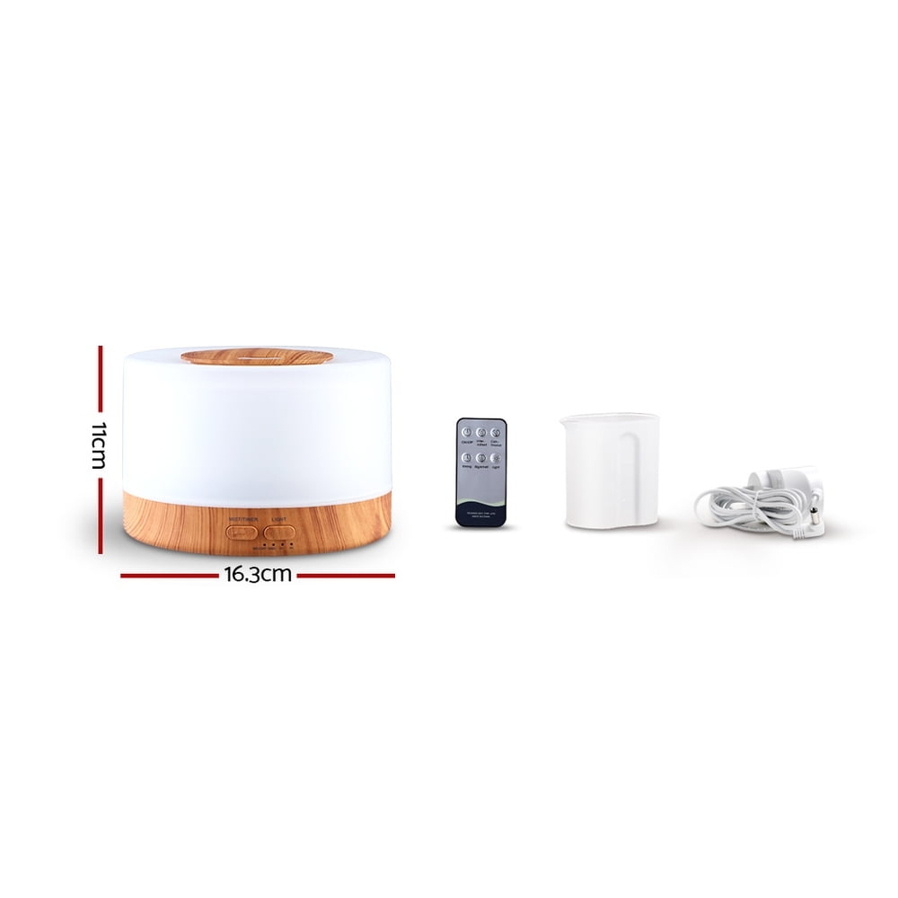 Round Light Wood Grain Devanti Aroma Diffuser - 500ml - Image 6