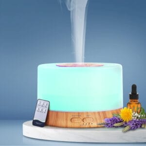 Round Light Wood Grain Devanti Aroma Diffuser - 500ml