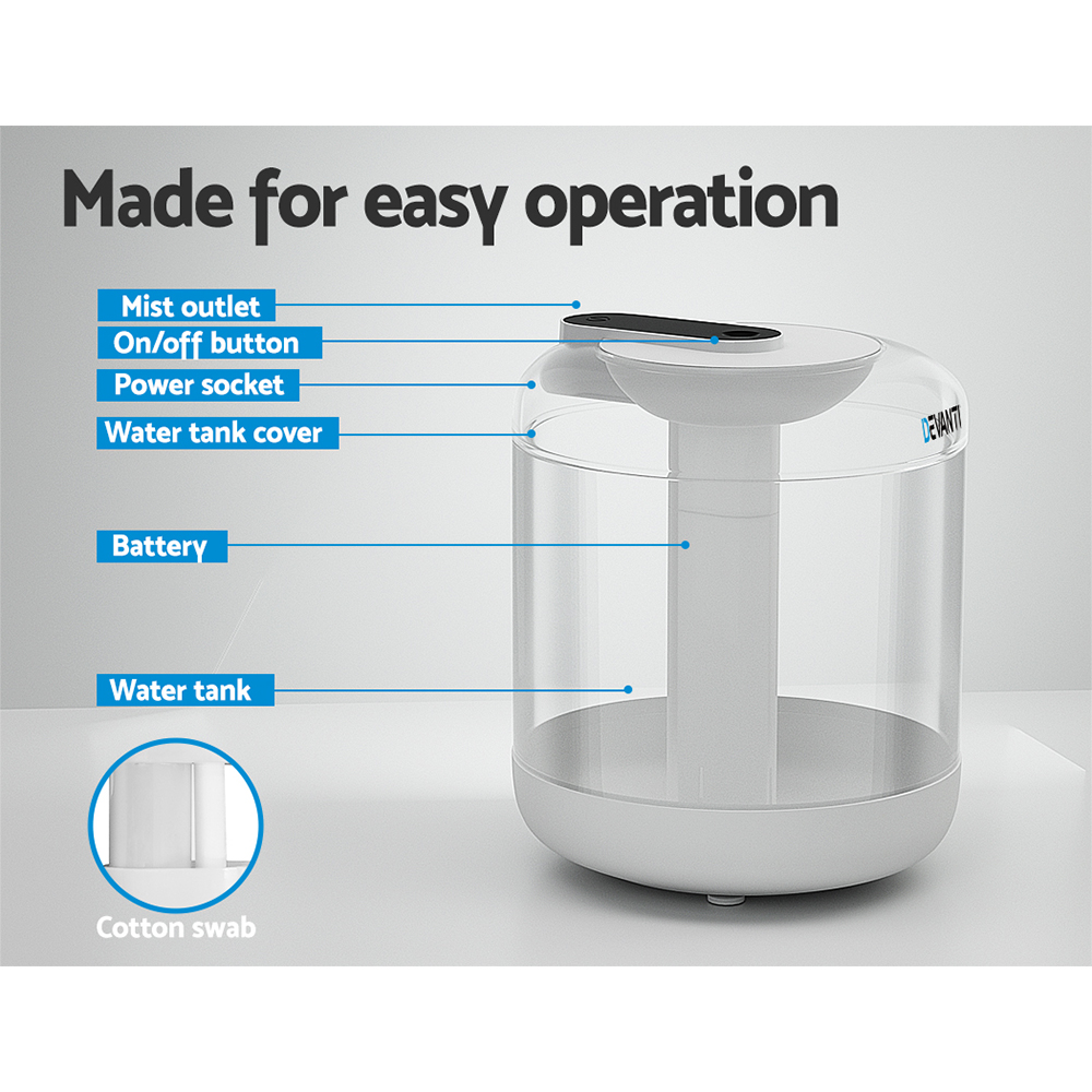 Devanti Air Humidifier Ultrasonic Purifier Aroma Diffuser 1L - Image 4