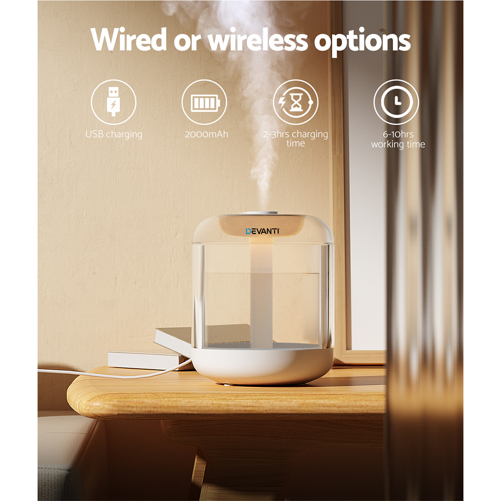 Devanti Air Humidifier Ultrasonic Purifier Aroma Diffuser 1L - Image 2