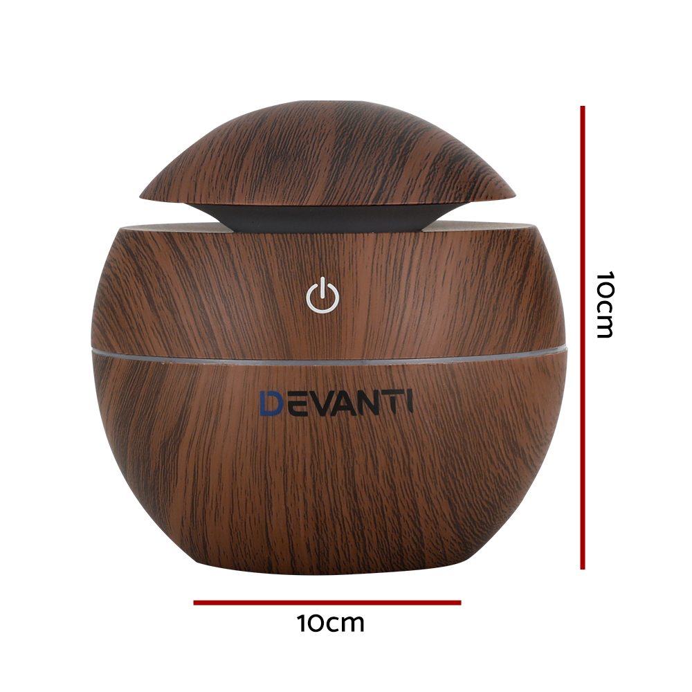 Brown Small Space Devanti Aroma Diffuser Home Office - 130ml Water Capacity - Image 5