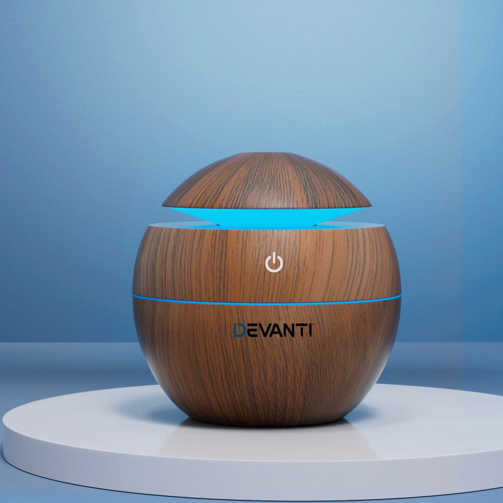 Brown Small Space Devanti Aroma Diffuser Home Office - 130ml Water Capacity