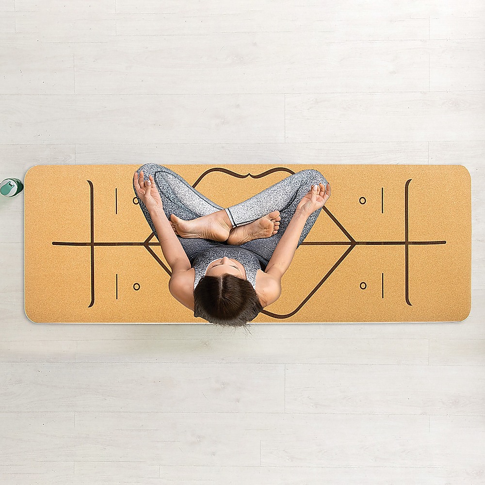 Natural Cork TPE Yoga Mat Sports Eco Friendly Exercise Fitness Gym Pilates - Image 2