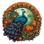 Small Round Peacock Wooden 62 Piece Puzzle - Intricate Nature-Inspired Art Puzzle