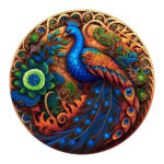 Small Round Peacock Wooden 62 Piece Puzzle - Intricate Nature-Inspired Art Puzzle