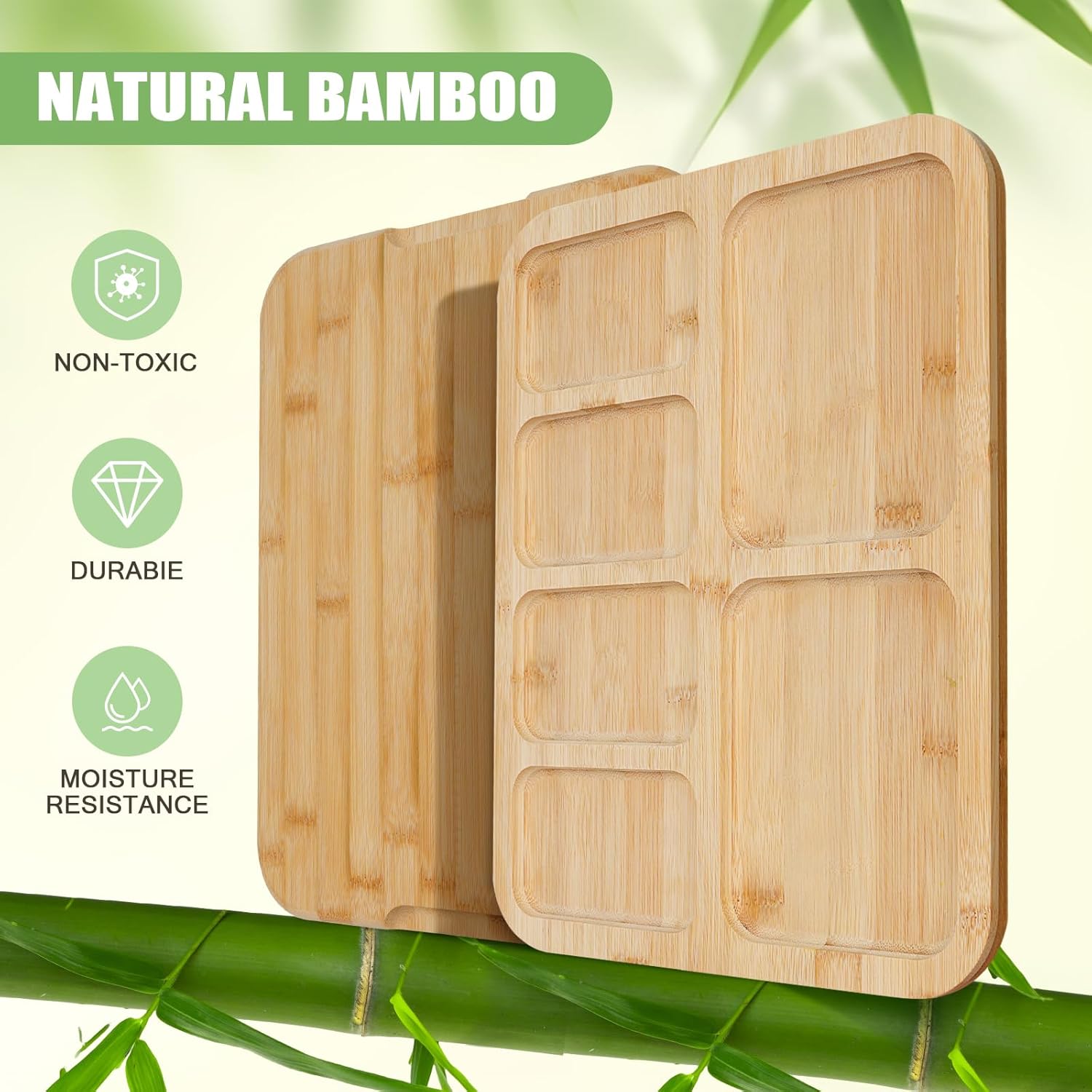 CARLA HOME Bamboo Charcuterie Board with Lid & Handle ideal Gift for Kitchen, Party & Picnic (6 Compartments) - Image 4