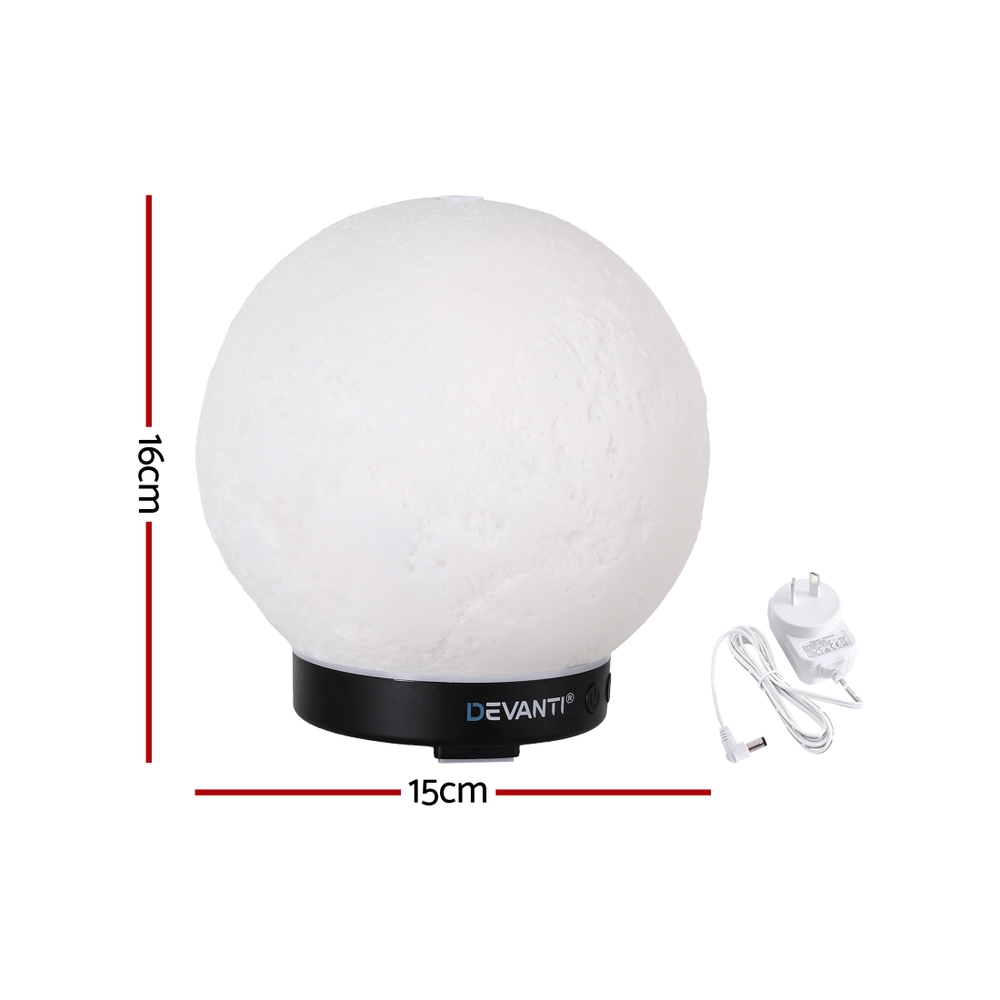 Devanti Ultrasonic Aroma Diffuser Aromatherapy Moon Lamp 100ml - Image 3