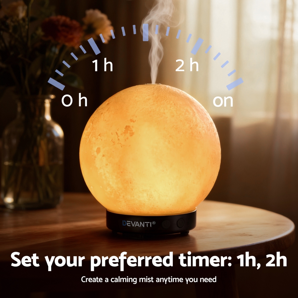 Devanti Ultrasonic Aroma Diffuser Aromatherapy Moon Lamp 100ml - Image 7