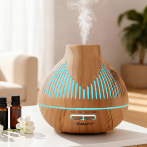 Devanti Ultrasonic Aroma Diffuser Aromatherapy 400ml LED Lights Light wood grain