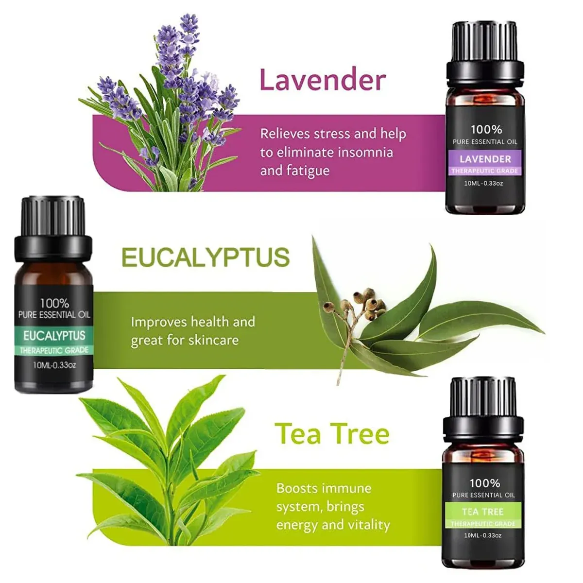 Essential Oil Set 6 Bottles Plant Aromatherapy Oils Natural Scent for Diffuser - Image 8
