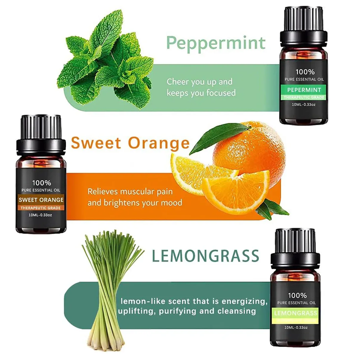 Essential Oil Set 6 Bottles Plant Aromatherapy Oils Natural Scent for Diffuser - Image 7