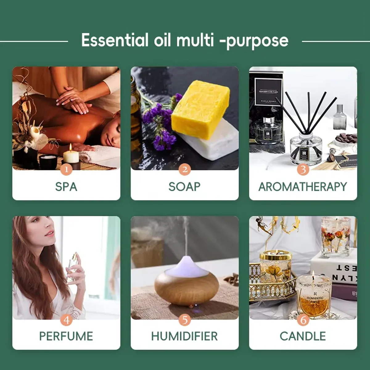 Essential Oil Set 6 Bottles Plant Aromatherapy Oils Natural Scent for Diffuser - Image 4