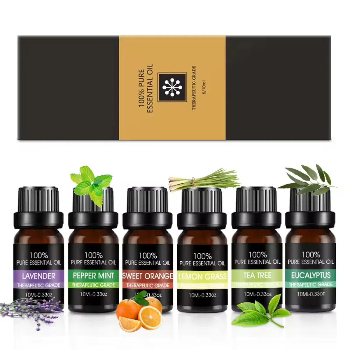 Essential Oil Set 6 Bottles Plant Aromatherapy Oils Natural Scent for Diffuser