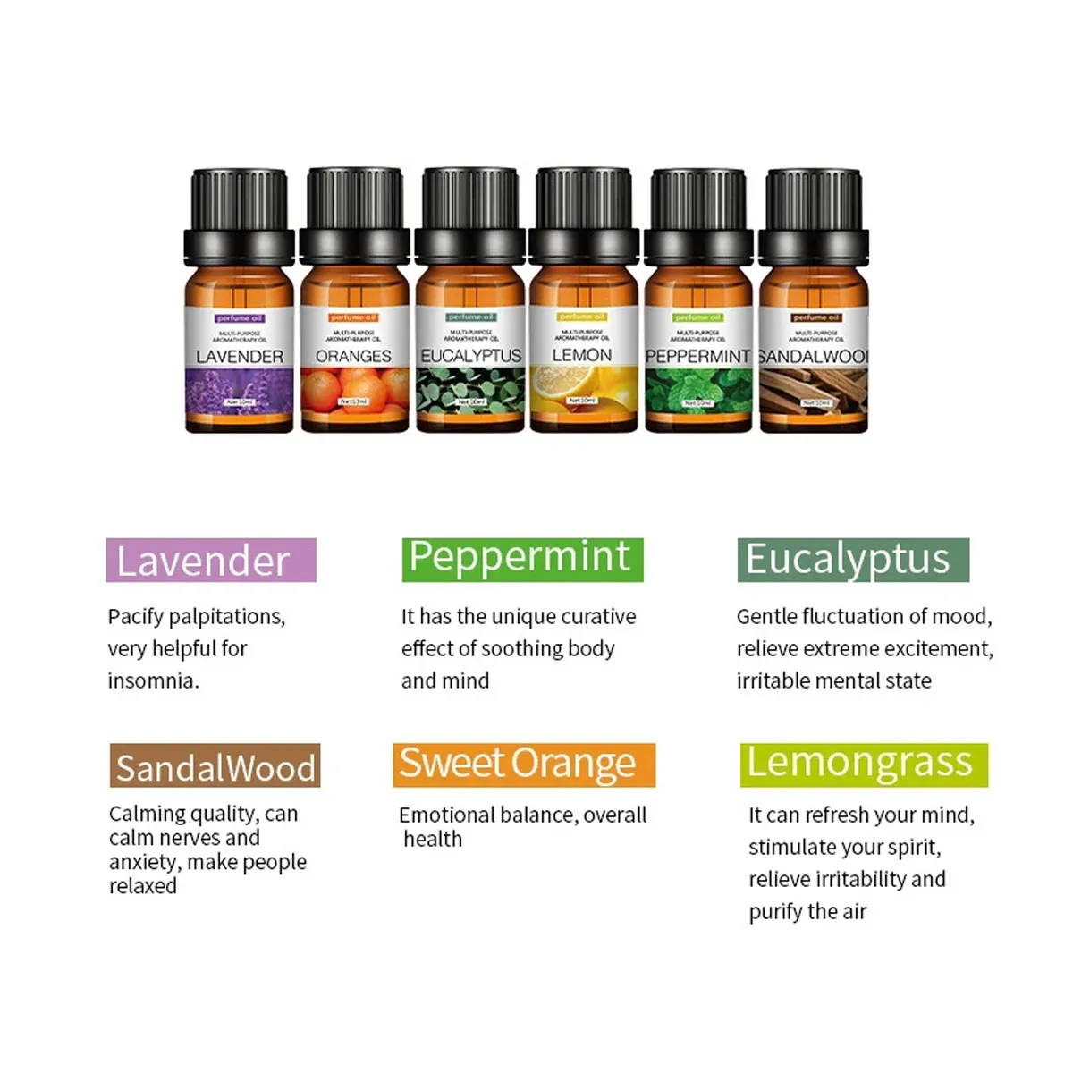 Essential Oil Set 6 Bottles Natural Aromatherapy Oils for Relax and Massage - Image 11